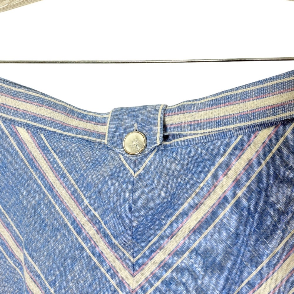 Womens Striped Linen Blend Button Front Skirt Size S Preppy Academia Nautical - Picture 4 of 9